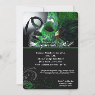 Green Masquerade Ball Mask Costume Halloween Part Invitation