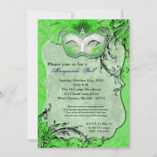 Green Masquerade Ball Mask Costume Halloween Part Invitation