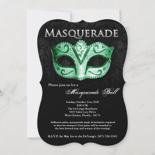 Green Masquerade Ball Mask Costume Halloween Part Invitation