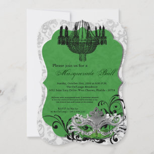 Green Masquerade Ball Mask Costume Halloween Part Invitation