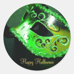 Green Masquerade Halloween Party Stickers