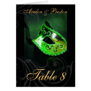 Green Masqurade Swirl Table Number Card