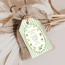 Green Matcha Stripes Birthday Gift Tags