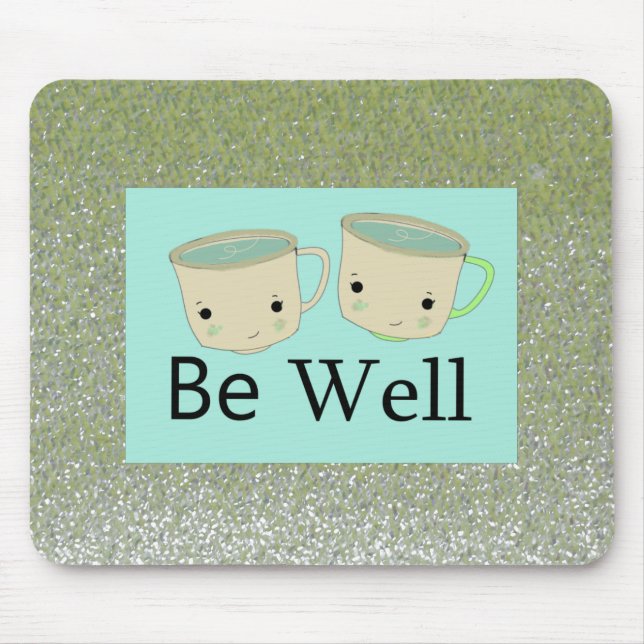 Green Matcha Tea Faux Glitter Be Well Mousepad (Front)