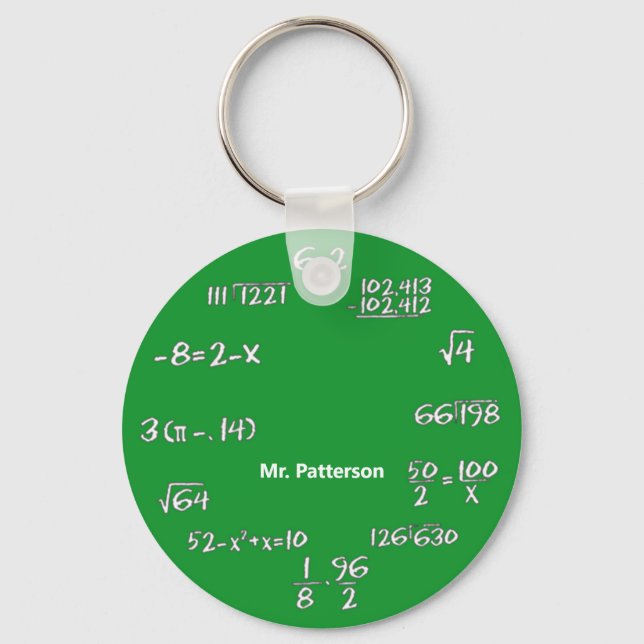 Green Math Equations Custom Key Ring (Front)