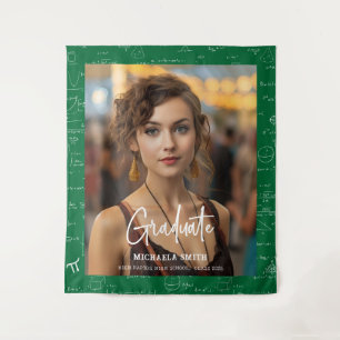 Green Math Handwritten Script Photo Graduation  Tapestry