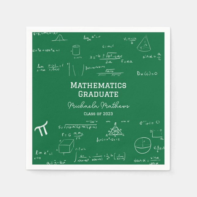 Green Mathematics Graduate Class of Graduation Napkin (Front)