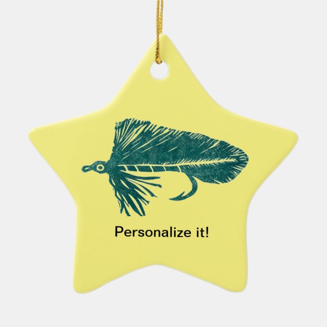 Green Matuka streamer fly fishing, fly tying art Ceramic Tree Decoration (Front)