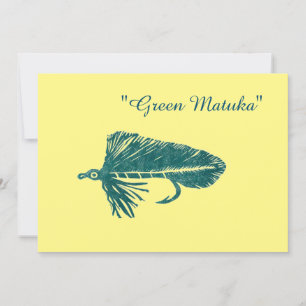 Green Matuka streamer fly fishing, fly tying art Invitation