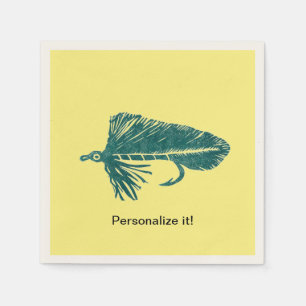 Green Matuka streamer, fly fishing, fly tying art Napkin