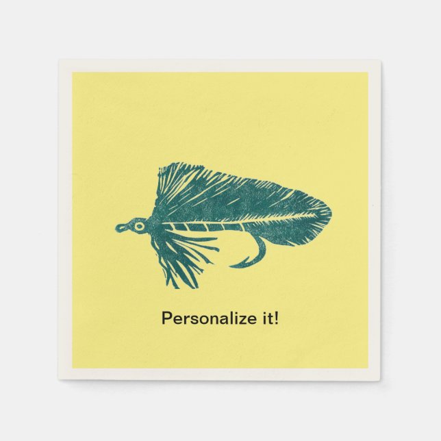 Green Matuka streamer, fly fishing, fly tying art Napkin (Front)