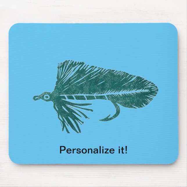 Green Matuka streamer, fly tying, fly fishing art Mouse Mat (Front)