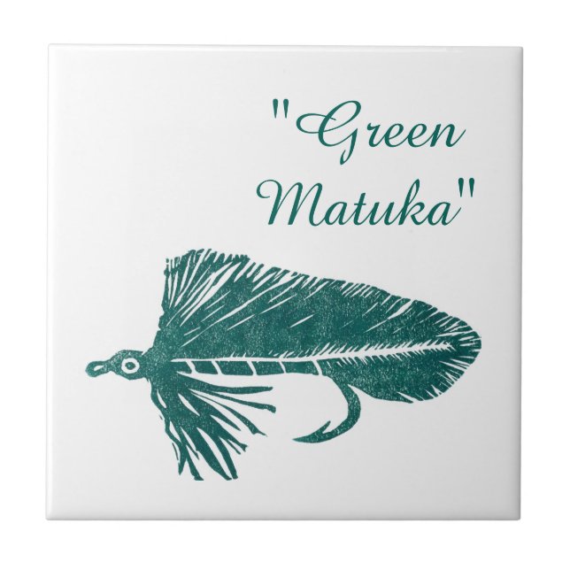 "Green Matuka" streamer trout fly tile. Tile (Front)
