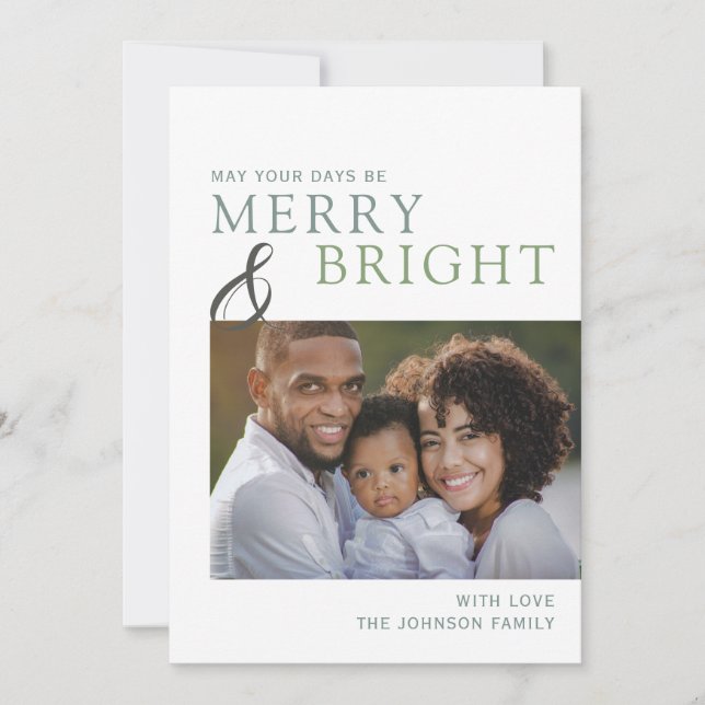 Green|May Your Days Be Merry and Bright| Photo Holiday Card (Front)