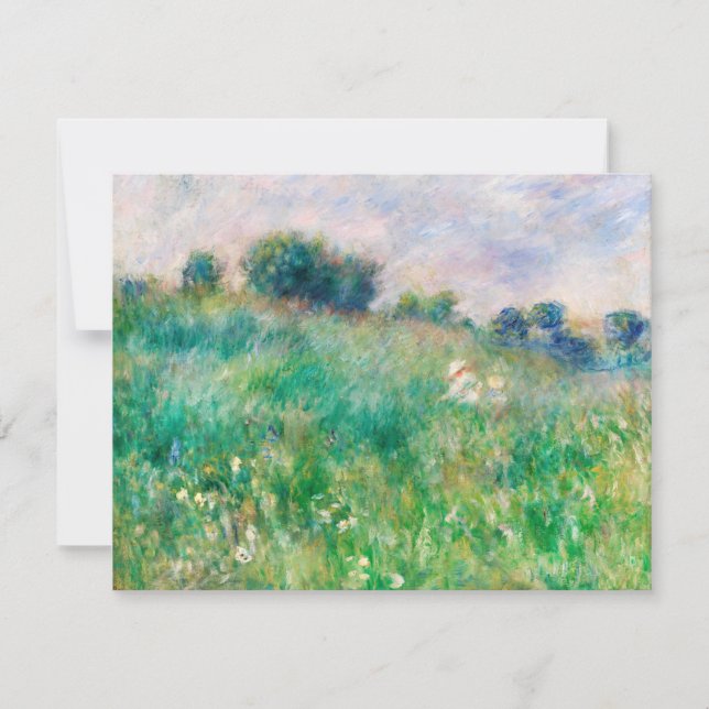 Green Meadow by Renoir Impressionist Painting Holiday Card (Front)