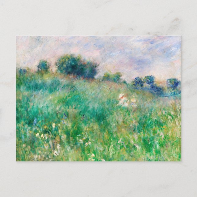 Green Meadow by Renoir Impressionist Painting Holiday Postcard (Front)
