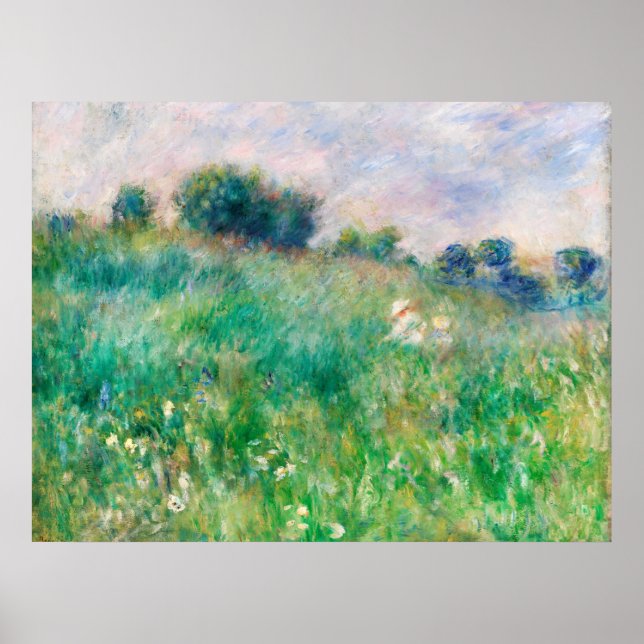 Green Meadow by Renoir Impressionist Painting Poster (Front)