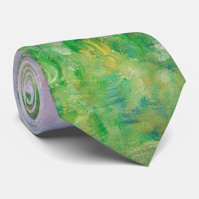 Green Meadow by Renoir Impressionist Painting Tie (Rolled)