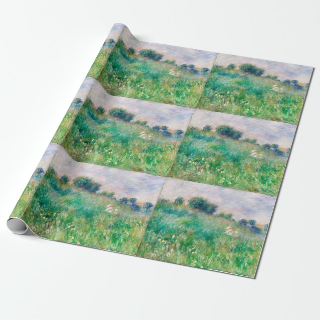 Green Meadow by Renoir Impressionist Painting Wrapping Paper (Unrolled)