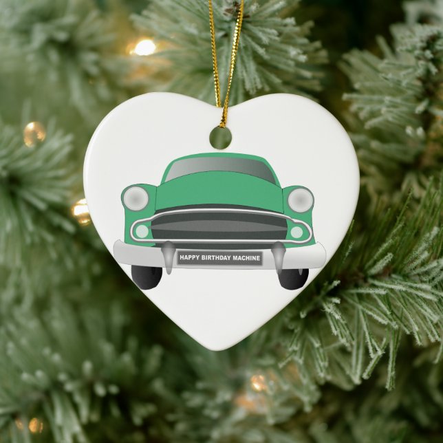 Green Mean Retro Car Boy's Birthday Ceramic Tree Decoration (Tree)