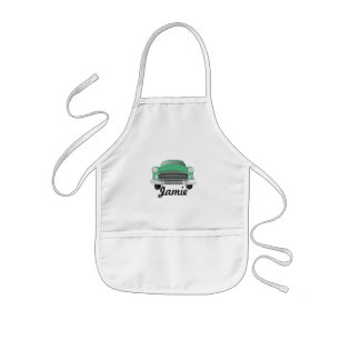 Green Mean Retro Car Boy's Birthday Kids Apron