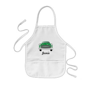 Green Mean Retro Car Boy's Birthday Kids Apron