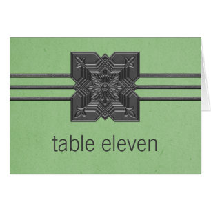 Green Medallion Border Table Number Card
