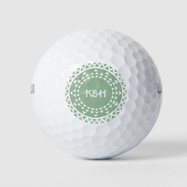 Green Medallion Initials Personalised Golf Balls (Front)