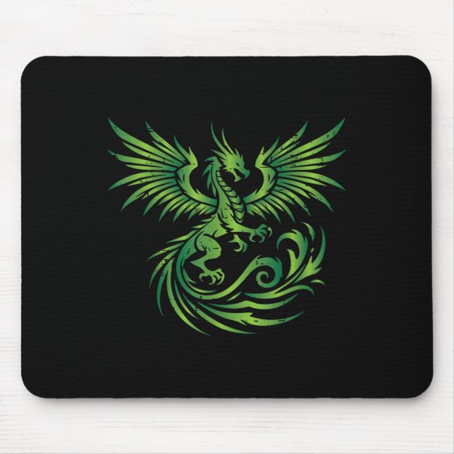 Green Mediaeval Dragon Fantasy Mythical Art Men Wo Mouse Mat (Front)