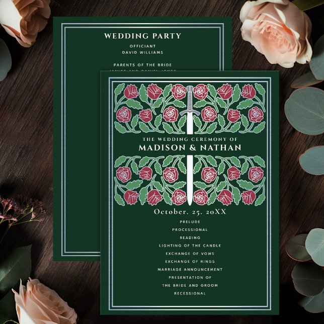 Green Mediaeval Silver Floral Sword Royal Wedding Programme (Creator Uploaded)