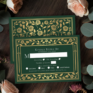 Green Mediaeval Sword Wedding RSVP Enclosure Card
