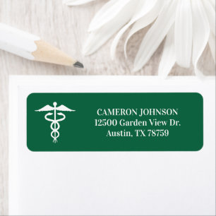 Green Medical Caduceus Doctor Return Address
