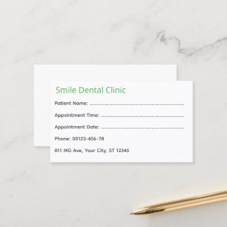 Green Medical Dental Appointment Card