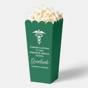 Green Medical School Graduation Party Popcorn Favour Box