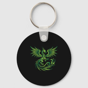 Green Medieval Dragon Fantasy Mythical Art Men Wom Key Ring