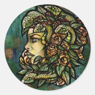 Green Medusa Snakes Rose Gorgon Classic Round Sticker
