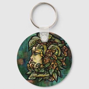 Green Medusa Snakes Rose Gorgon Key Ring