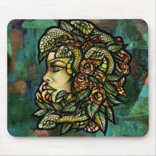 Green Medusa Snakes Rose Gorgon Mouse Mat