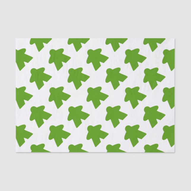 Green Meeple Board Game Piece Tissue Paper (Front)