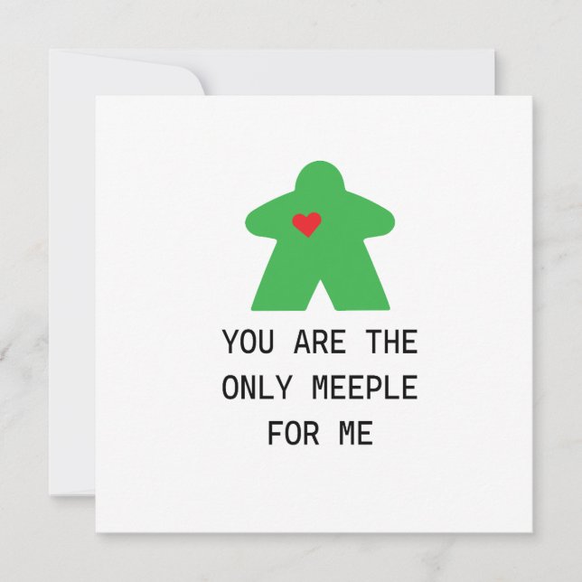 Green Meeple Board Game Valentine Card (Front)