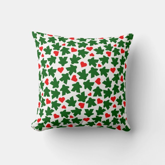 Green Meeple with Red Heart Cushion (Front)