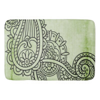 Green Mehndi Motif Bath Mat