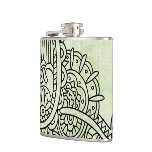 Green Mehndi Motif Flask