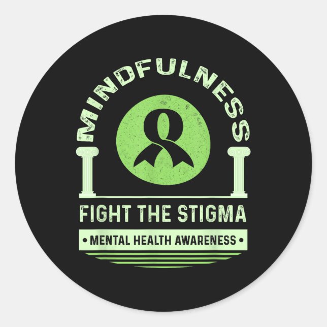 Green Mental Health Awareness Month Fight The Stig Classic Round Sticker (Front)