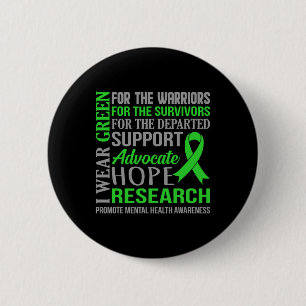Green Mental Health Awareness Supporter Graphic  6 Cm Round Badge
