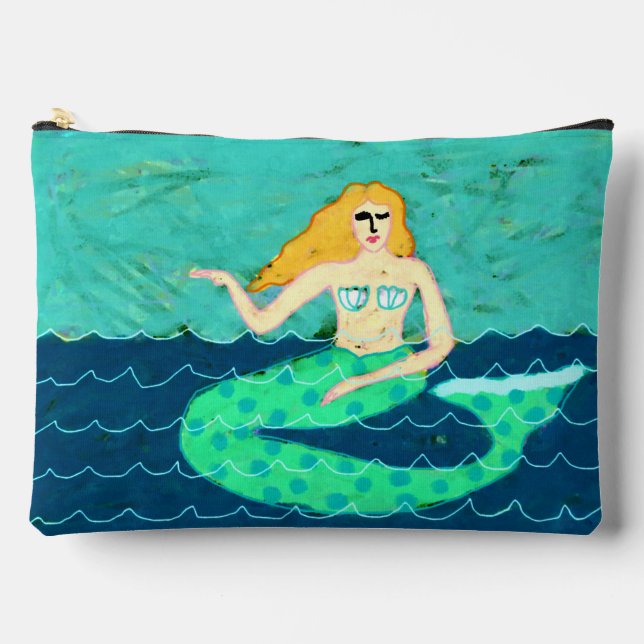 Green Mermaid Abstract Painting  Accessory Pouch (Front)