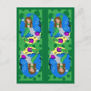 Green Mermaid and Merfaery Bookmarks Postcard