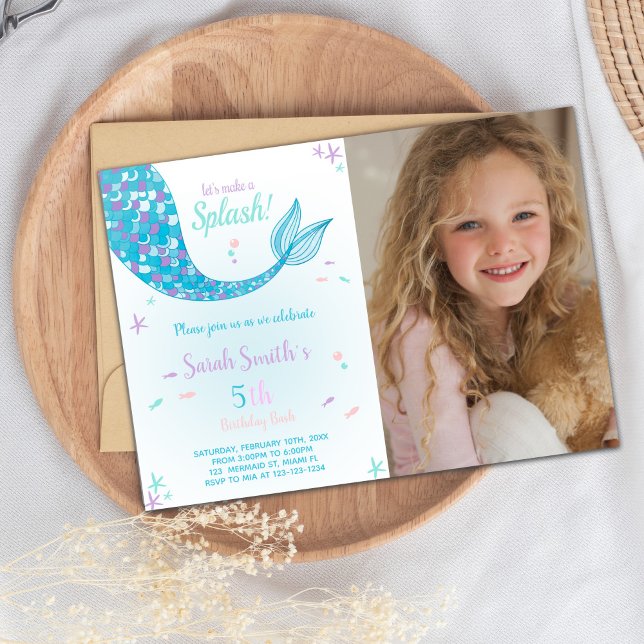 Green Mermaid Birthday Invitation (Green Mermaid Birthday Invitations)