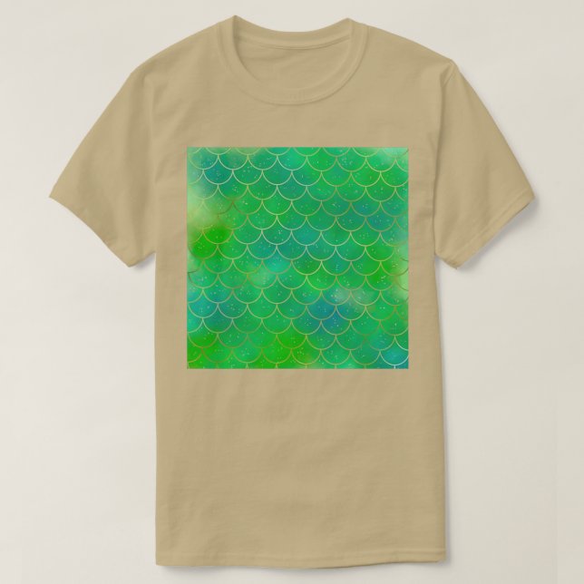 Green Mermaid Scales 1 T-Shirt (Design Front)