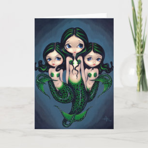 "Green Mermaid Triplets" Greeting Card